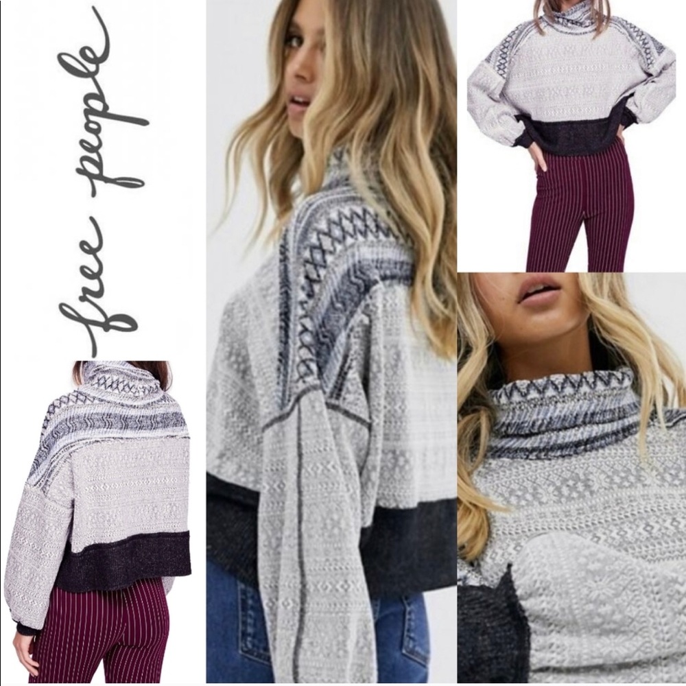 Free People At The Lodge Fair Isle Cropped Sweater